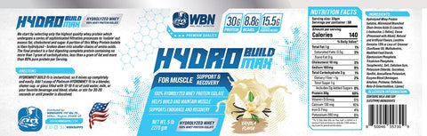 WBNSUPPS HYDRO BUILD 5 lb VANILLA FLAVOR